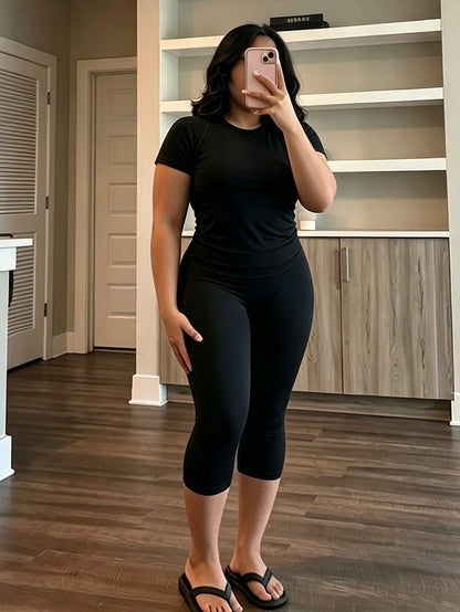Effortless Fitted Tee & Capri Leggings Set