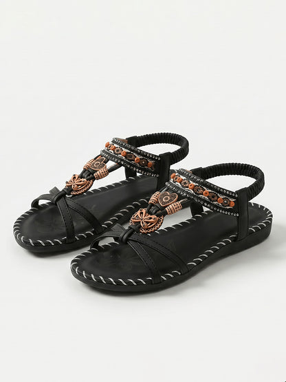 Boho Ethnic Ankle-Strap Flat Sandals