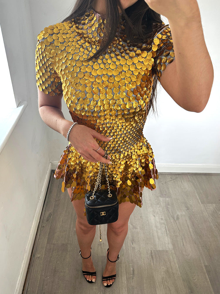 Goddess Sequin Scale Mini Dress