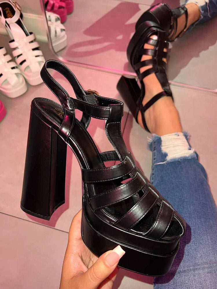 Braid Platform Chunky Heel Sandals