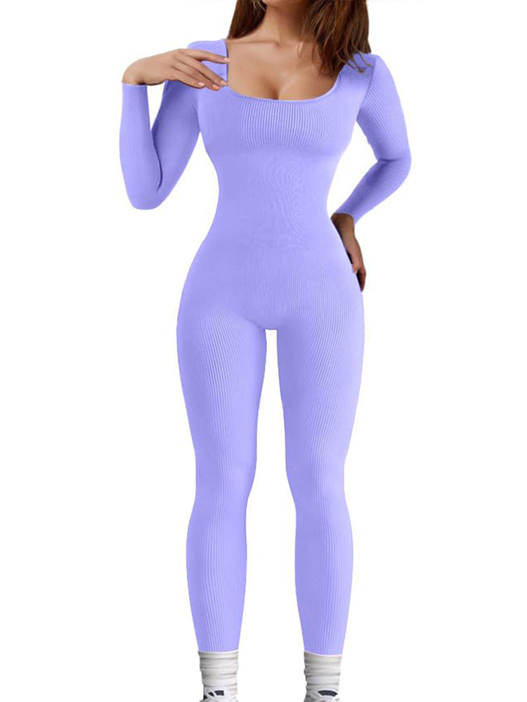 Ribbed Long Sleeve Jumpsuit