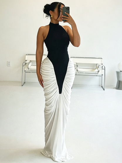 Halter Ruched Maxi Dress