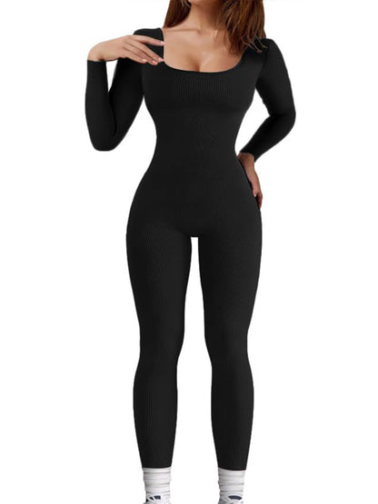 Ribbed Long Sleeve Jumpsuit