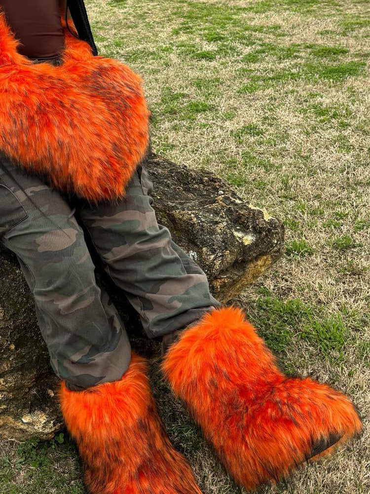 Fluffy Faux Fur Mid-Calf Booties