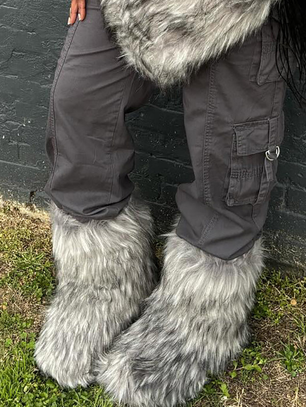 Fluffy Faux Fur Mid-Calf Booties