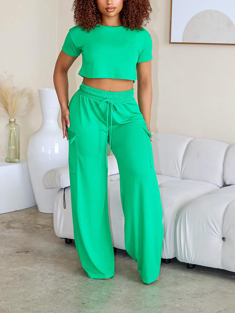 Crop Top & Pocket Pants Set