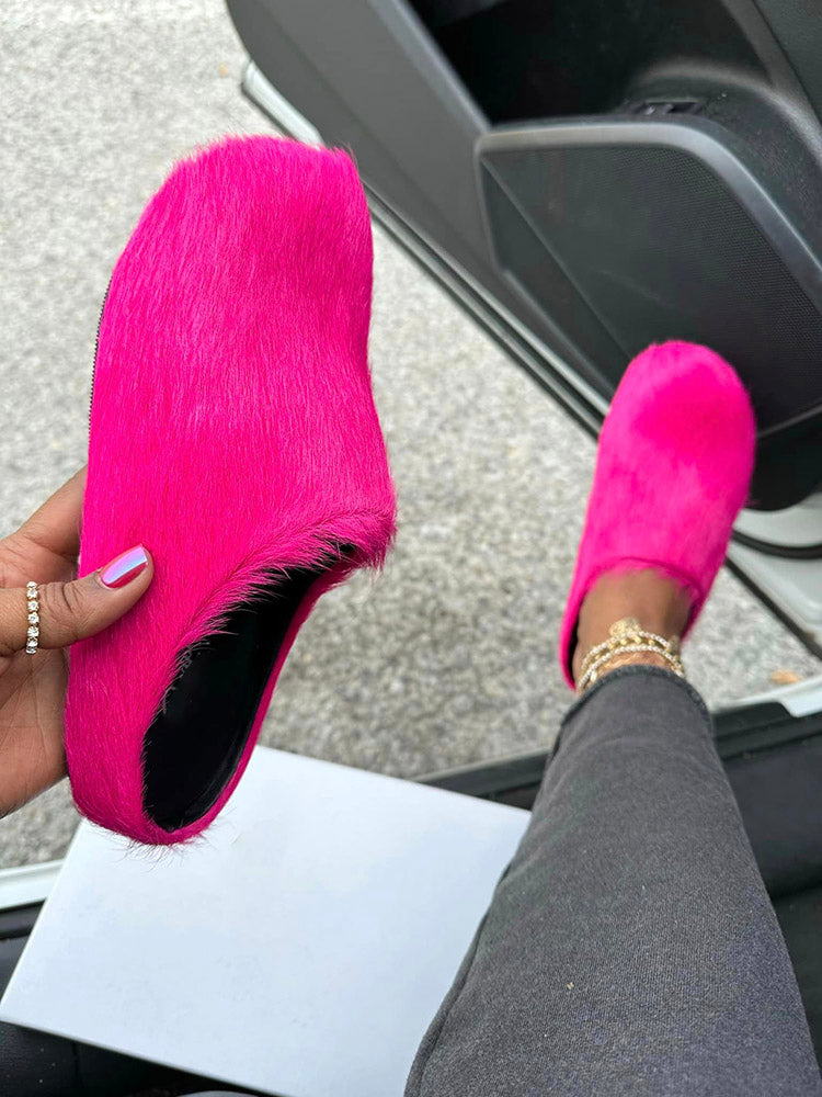 Fur Slip-On Flat Slides