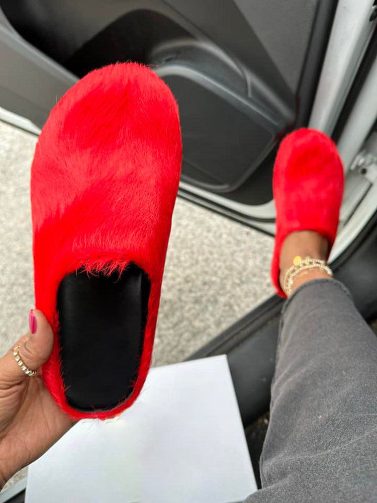 Fur Slip-On Flat Slides