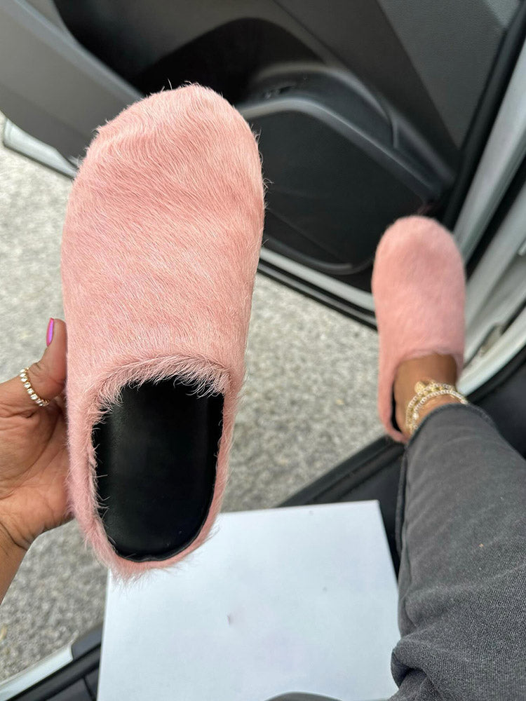 Fur Slip-On Flat Slides