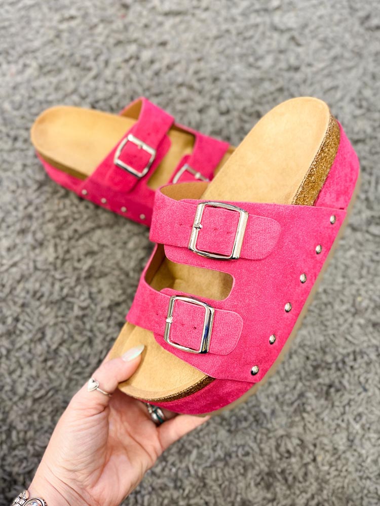 Double Buckle Strap Platform Sandals - ECHOINE