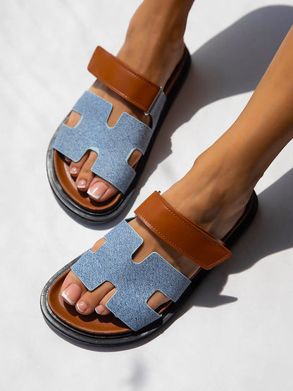 Velcro Strap Flat Sandals