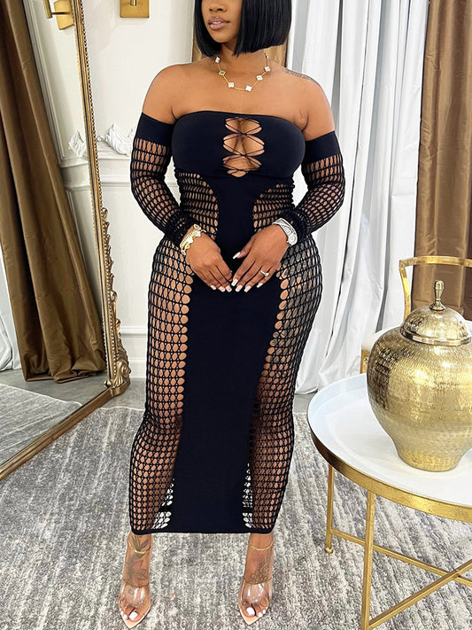 Fishnet Sheer Maxi Dress