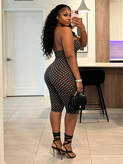 Polka Dot Halter Capri Jumpsuit
