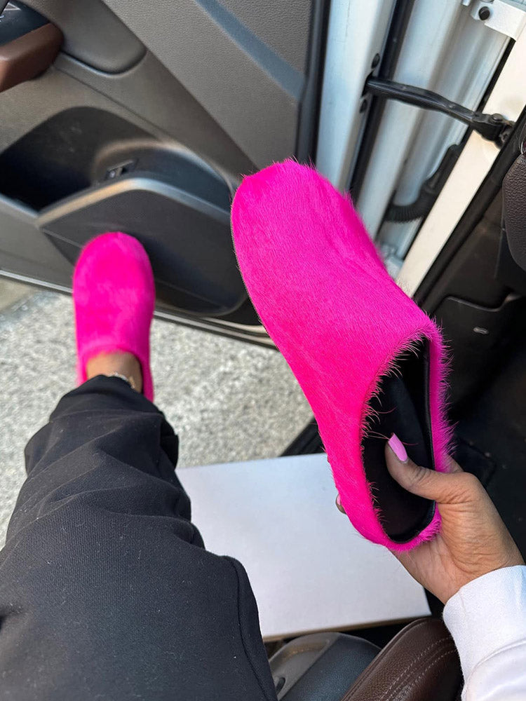 Fur Slip-On Flat Slides