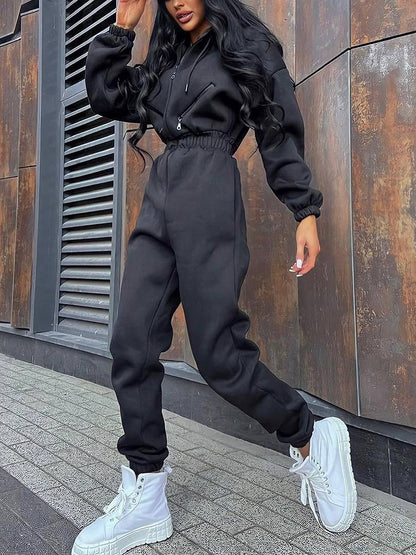 Hooded Zip-Up Jumpsuit