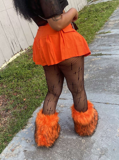 Fluffy Faux Fur Mid-Calf Booties