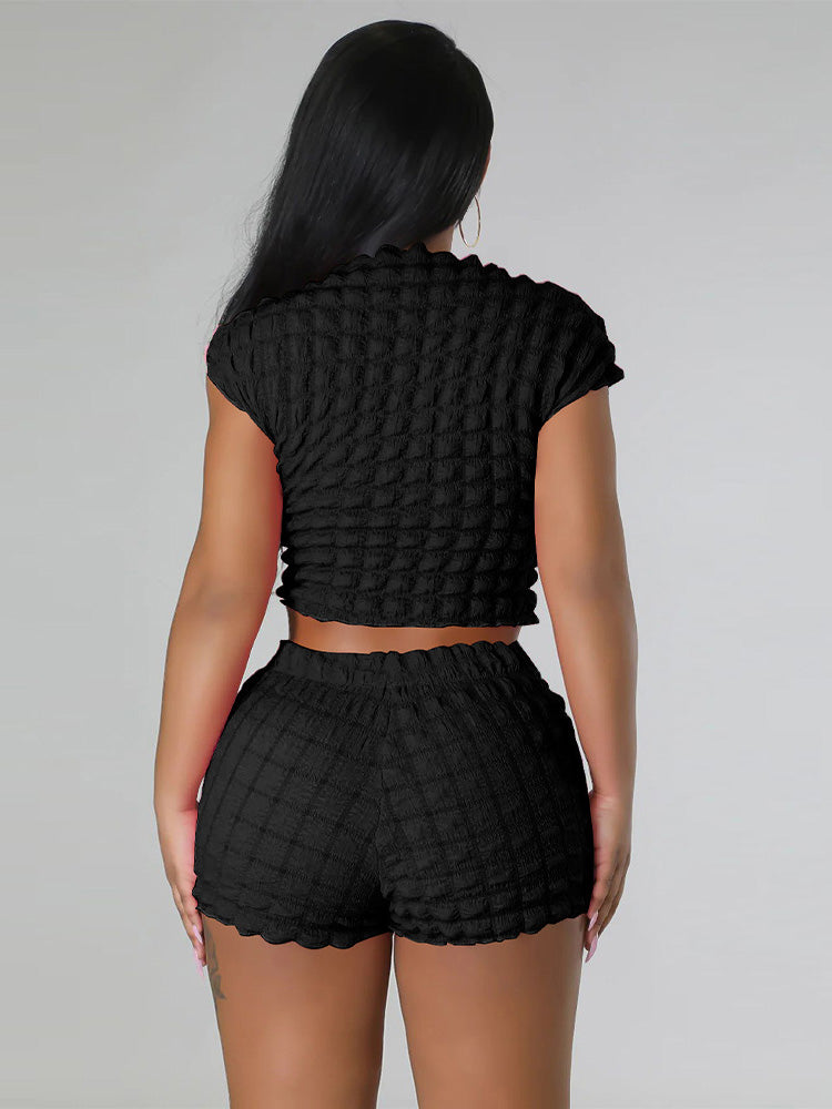 Bubble Texture Shorts Set