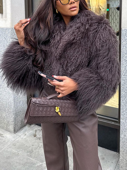 Cloud Mongolian Fur Jacket