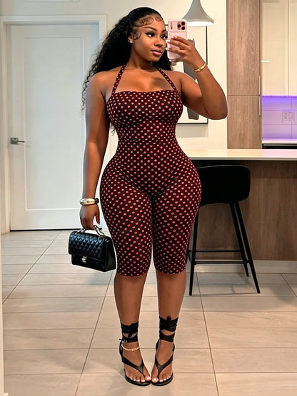 Polka Dot Halter Capri Jumpsuit