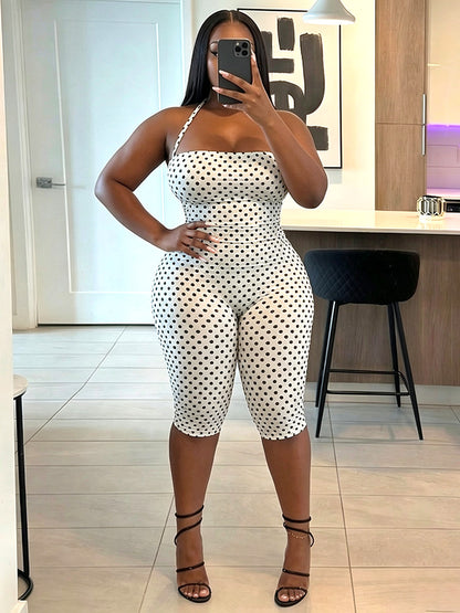 Polka Dot Halter Capri Jumpsuit