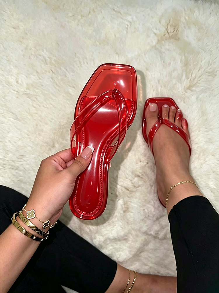 Jelly Thong Kitten Heel Sandals