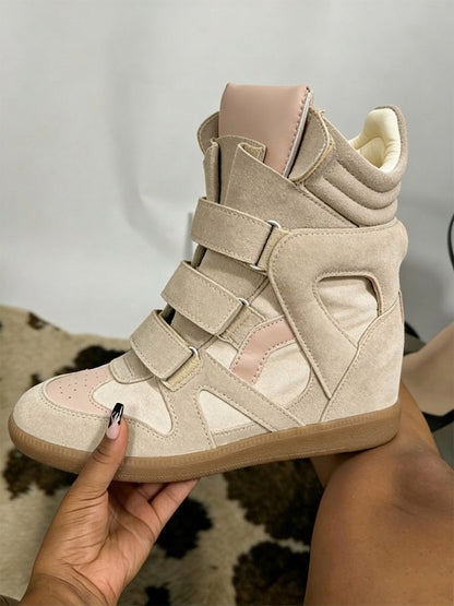 Suede Velcro Wedge Sneakers