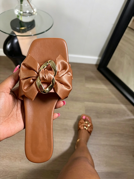 Satin Bow Flat Sandals