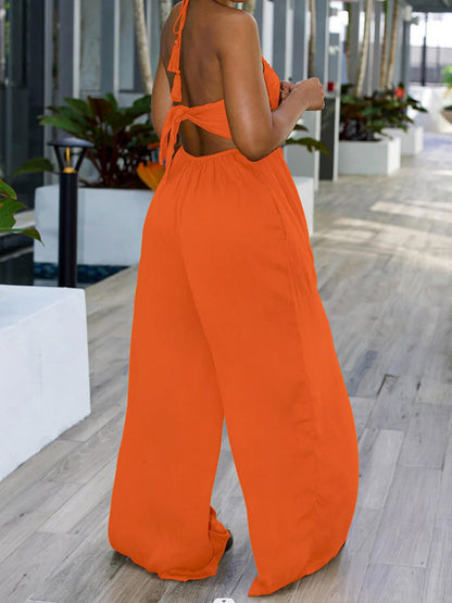 Halter Backless Wide Leg Jumpsuit