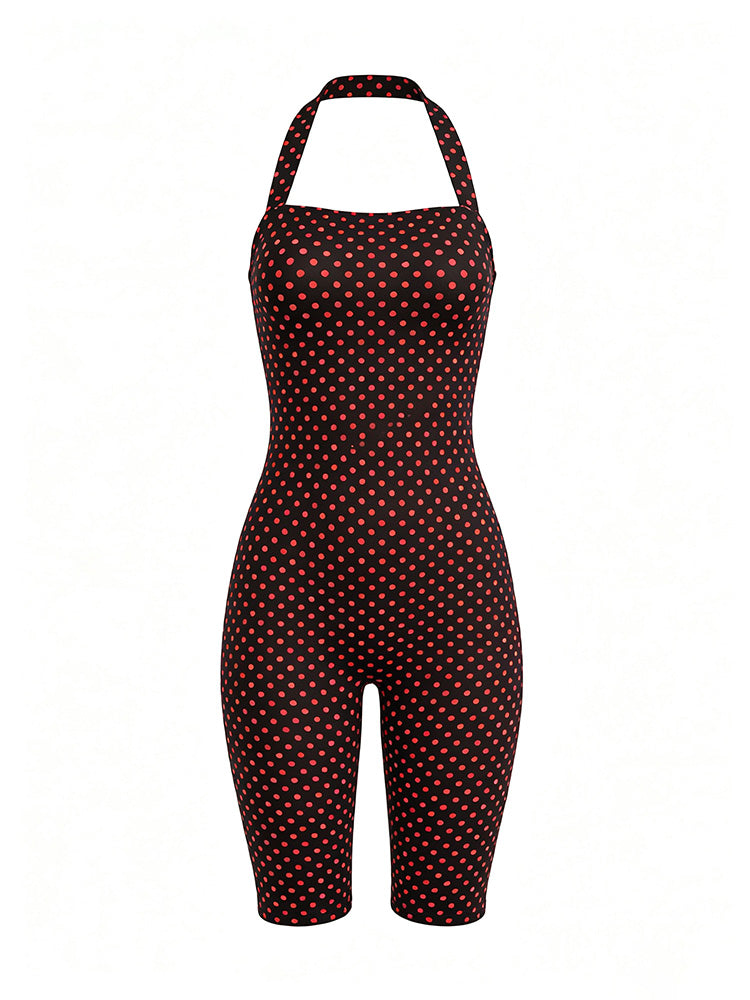 Polka Dot Halter Capri Jumpsuit