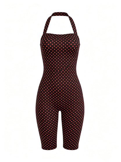 Polka Dot Halter Capri Jumpsuit