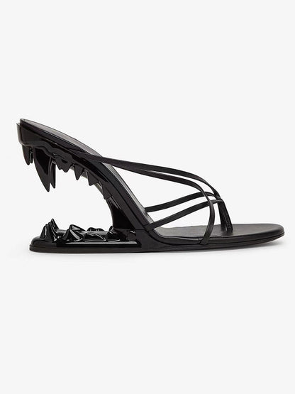 Metallic Teeth Jaw Wedge Thong Sandals
