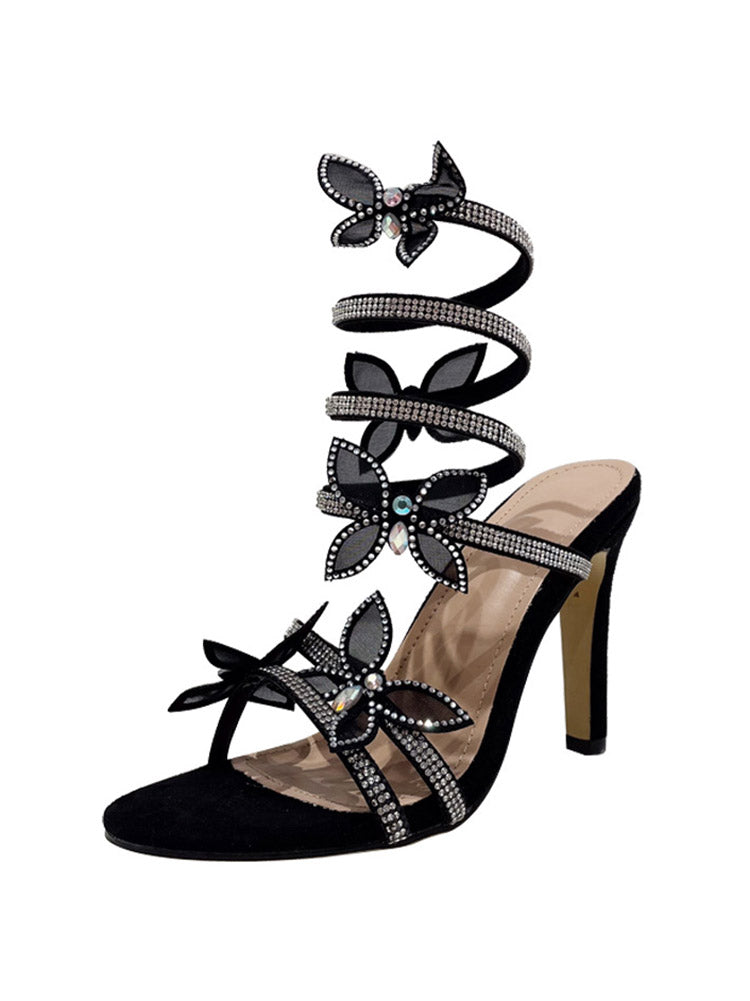 Butterfly Ankle-Wrap Sandals - ECHOINE