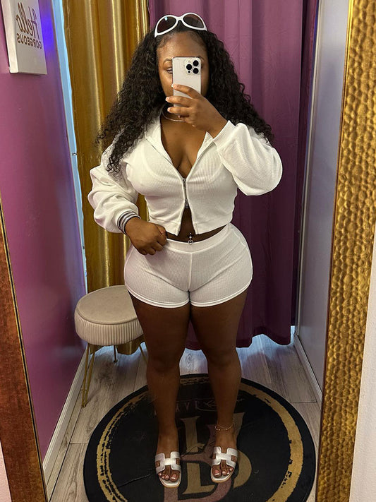 Ensemble short trois pièces côtelé Athleisure