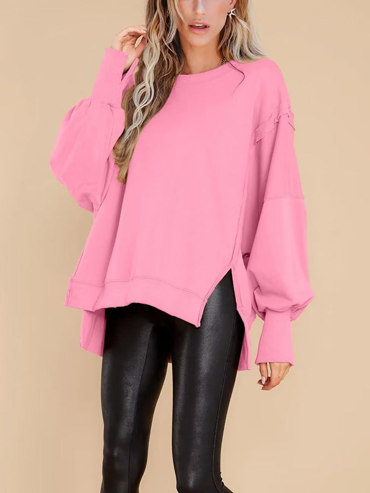 Crew Neck Oversized Split Sweatshirt