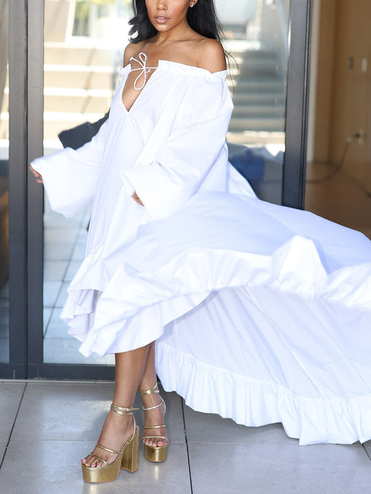 High-Low Ruffle Flowy Dress