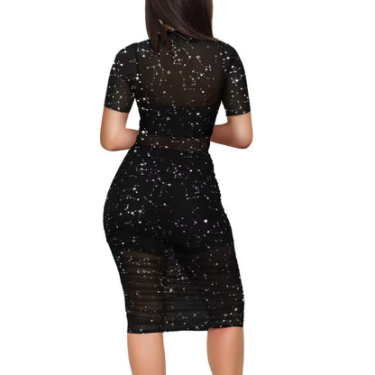 Glitter Mesh Dress 3PC Set