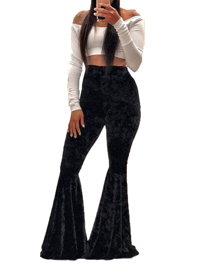 Velvet High Waist Flared Pants