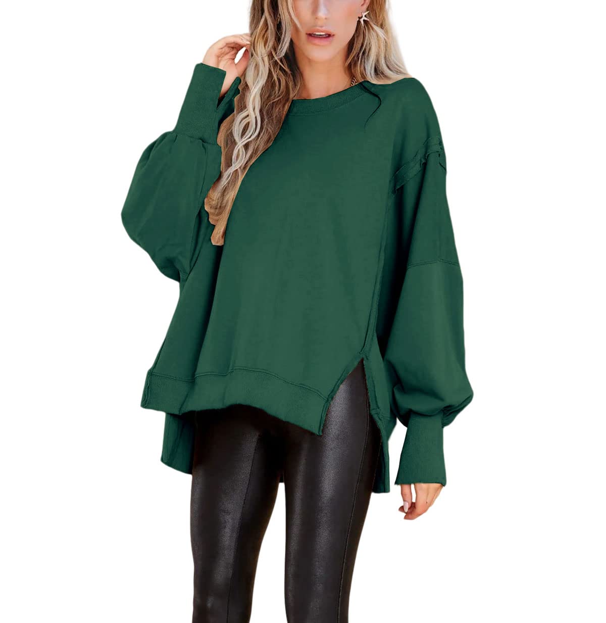 Crew Neck Oversized Split Sweatshirt