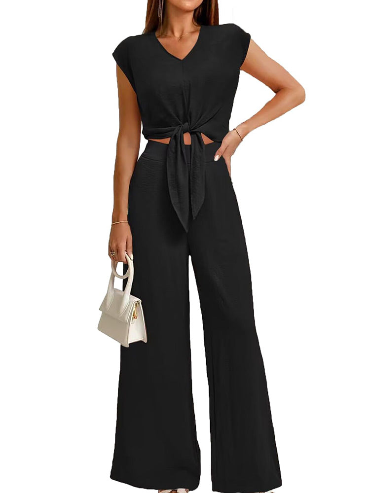 Tie Top Wide Pants Set