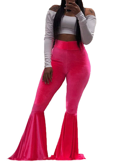 Velvet High Waist Flared Pants