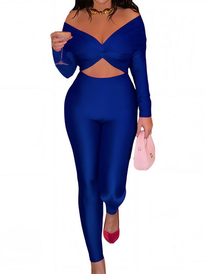 Off Shoulder Twisted Cutout Jumpsuit