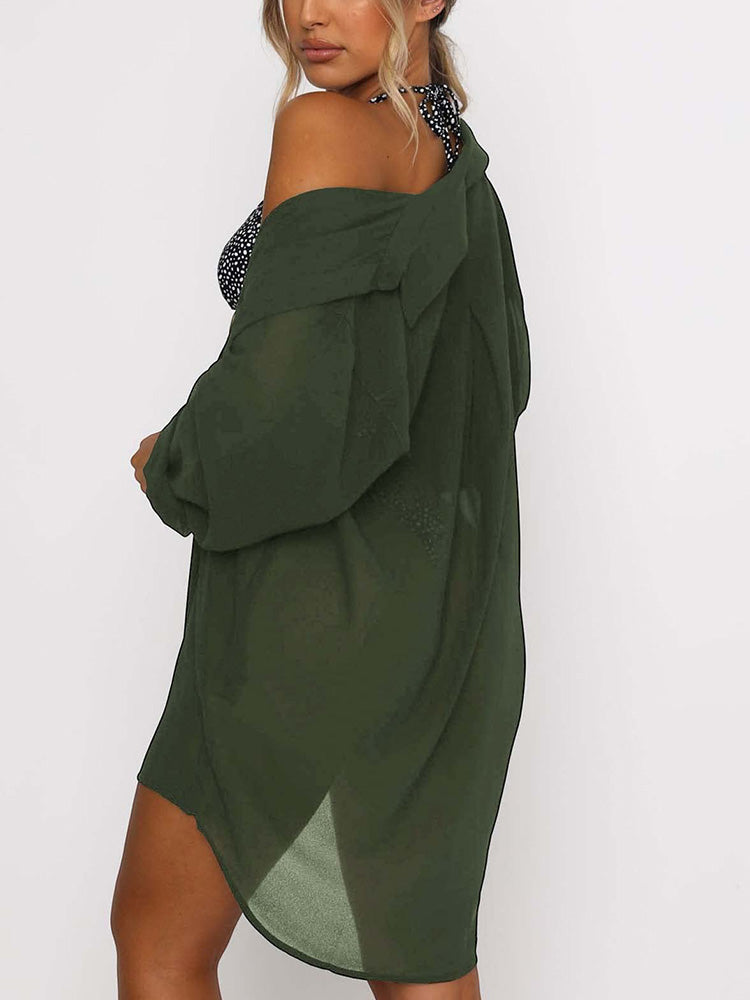 Button Mesh Loose Cover-Up