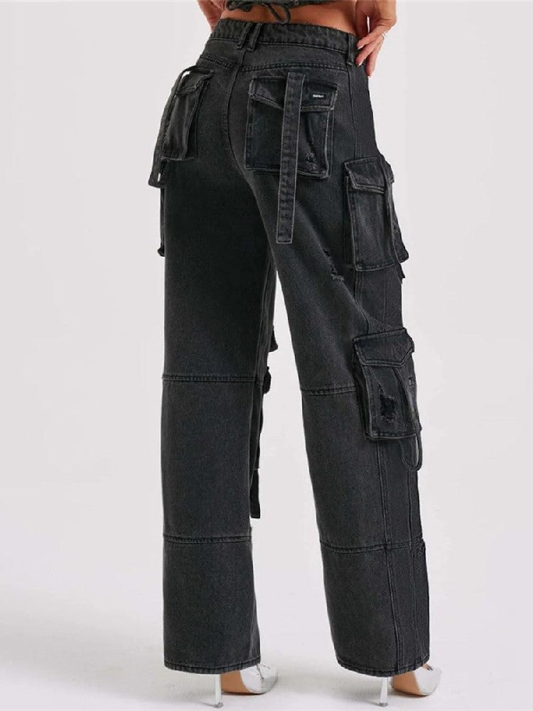 Cargo High Waist Wide Jeans