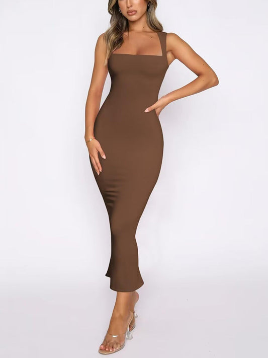 Sleeveless Square Neck Bodycon Dress