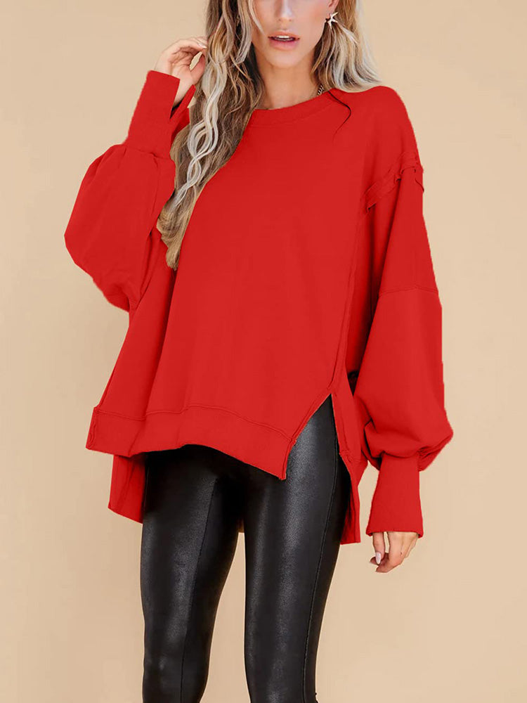 Crew Neck Oversized Split Sweatshirt