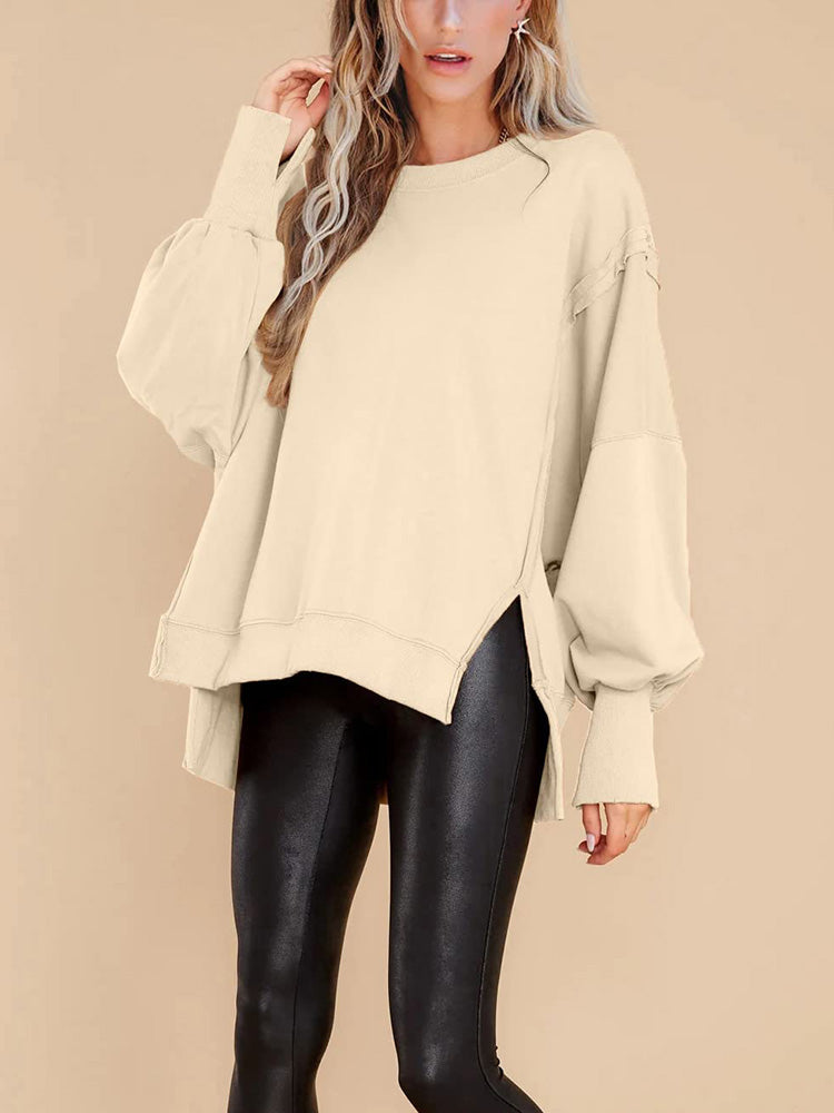 Crew Neck Oversized Split Sweatshirt