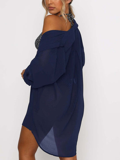 Button Mesh Loose Cover-Up