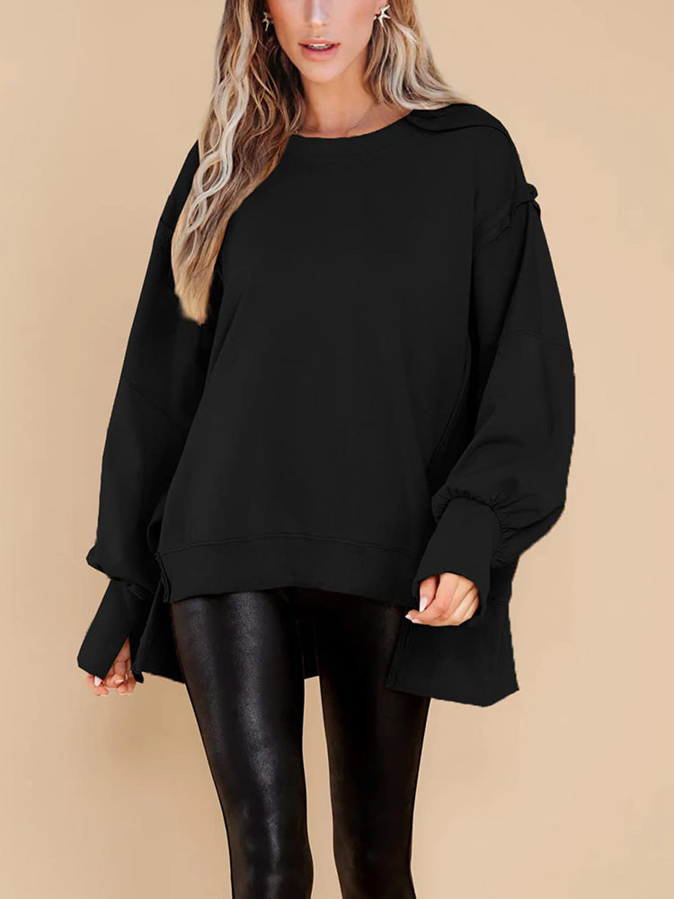 Crew Neck Oversized Split Sweatshirt