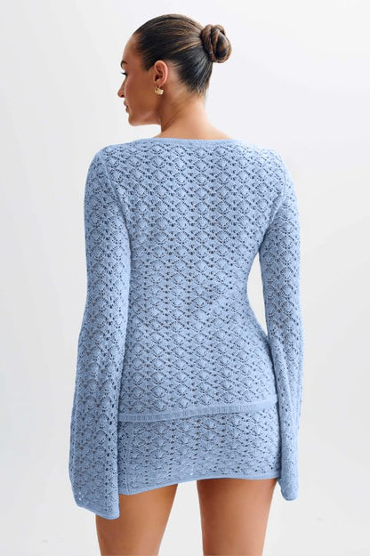 Crochet Knit Top Skirt Set