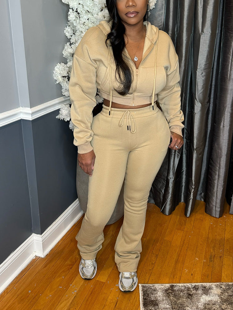 Basic Hoodie Extended Pants Set